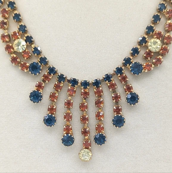 Vintage Multicolor Rhinestone Necklace - Picture 3 of 10